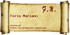 Foris Mariann névjegykártya